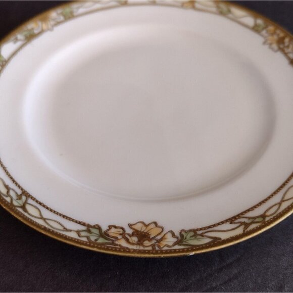 Vintage Nippon Hand Painted 3 Legged Soup Sauce Bowl W/ Saucer Gold Gilt Floral - Picture 7 of 10